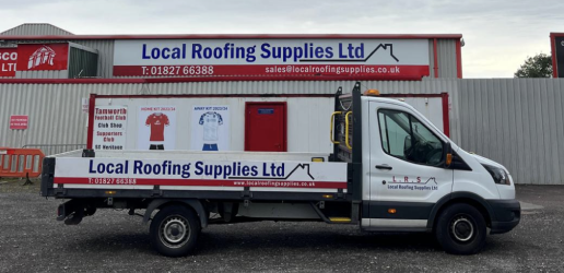 Local Roofing Supplies Van outside of Tamworth Football Club for the 23/24 season
